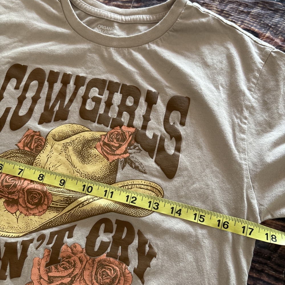 Organic Collective by Organic Generation Cowgirls Don't Cry Crop Tshirt Small - Picture 3 of 5